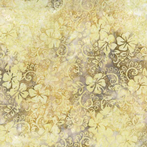 Boardwalk Dreams Batik - Hibiscus - Sand- light tan floral