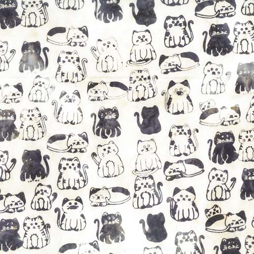 Meow Meow Batik - Kitties - Cream - black & white kitties on cream