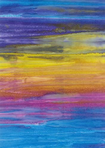 Batik - Hand Dye - Ombre -Island Sunset - stripes in purples, yellow & blue