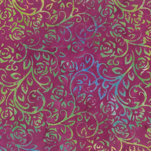 108" Wide Back - Banyan Batik - Midnight Pink - Roses and vines on dark pink