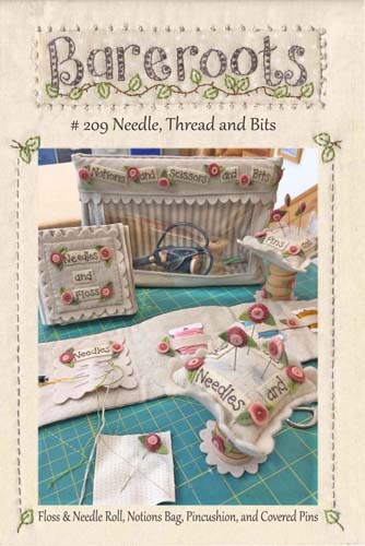 Bareroots - Needle, Thread and Bits - notions bag, pincushion, needle roll
