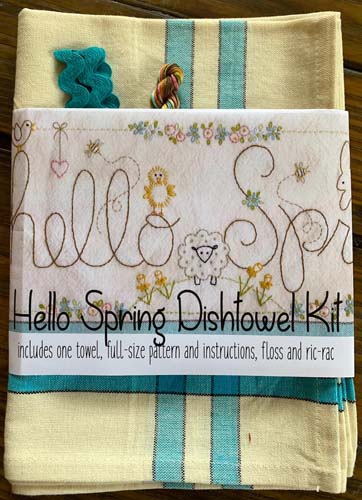 Bareroots - Hello Spring - Embroidery Dishtowel Kit - incl towel, floss