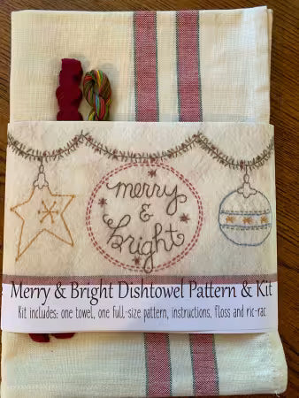 Bareroots - Merry & Bright - Embroidery Dishtowel Kit - incl towel, floss