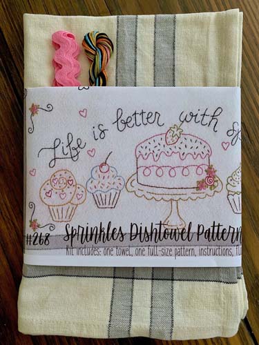 Bareroots - Sprinkles - Embroiery Dishtowel Kit - incl. towel, floss & ric-rac