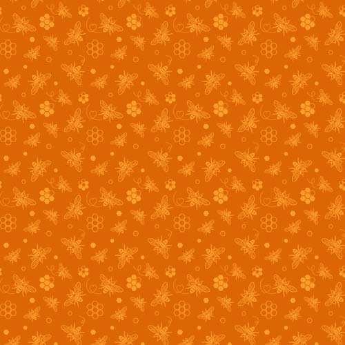 KSNB-2024 - Bee Happy - Orange - tone on tone bees on orange