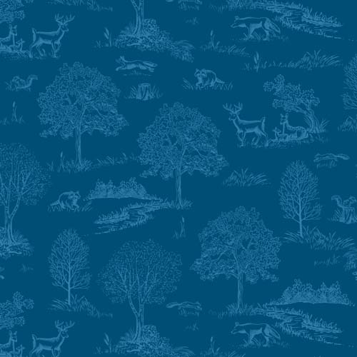 KSNB-2024 - Nature Toile - Blue - tone on tone nature scenes on blue