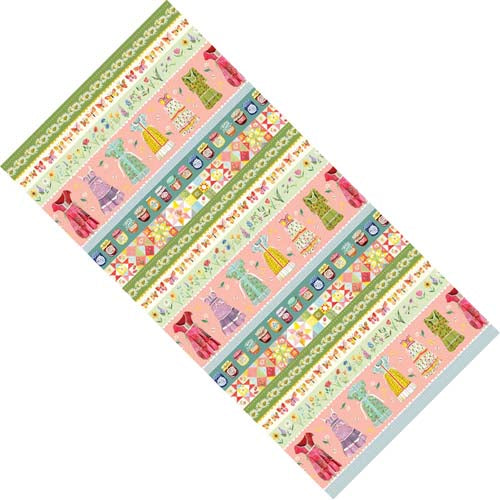 A Prairie Heart - Stripe - Multi - rows of flowers, dresses, butterflies, et