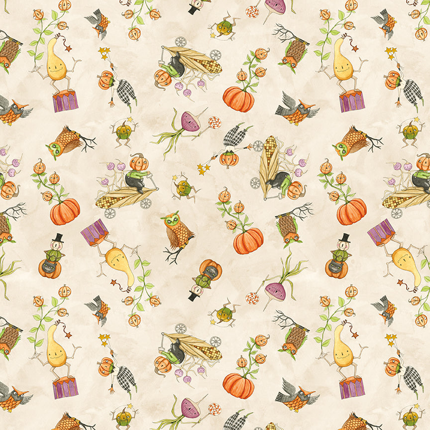 Ghoul Friends - Gourds Toss  - Cream - tossed squash, pumpkins, etc on cream