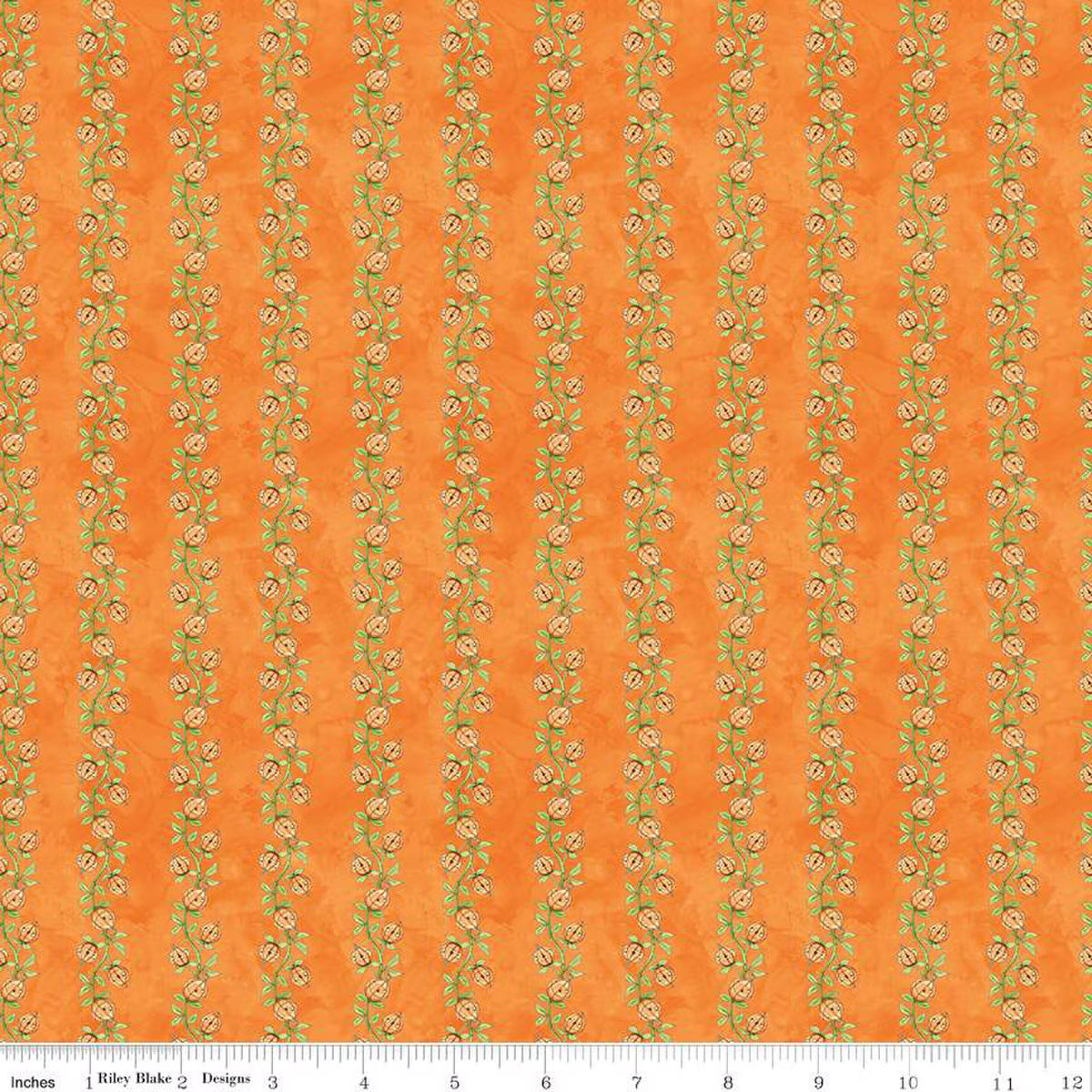 Ghoul Friends - Pumpkin Vine Orange -stripes of pumpkin vines on orange