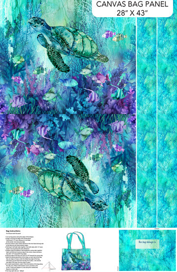 Coral Reef - 28in. PANEL Canvas Bag - Sea Turtle (105)