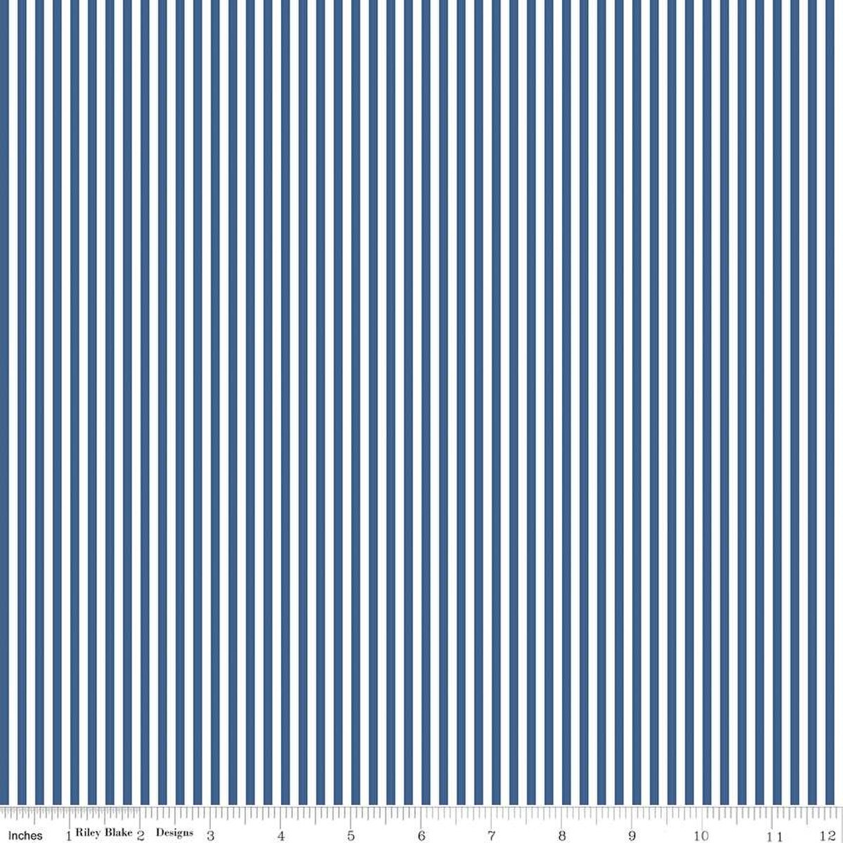 Stripe - 1/8 Inch - Denim & White - blue and white stripes