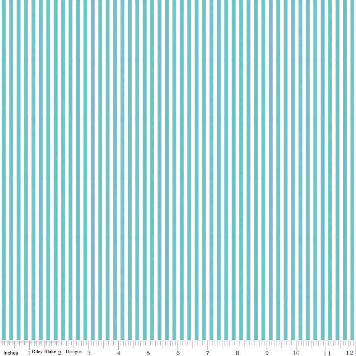 Stripe - 1/8 Inch - Peacock &White - teal and white stripes
