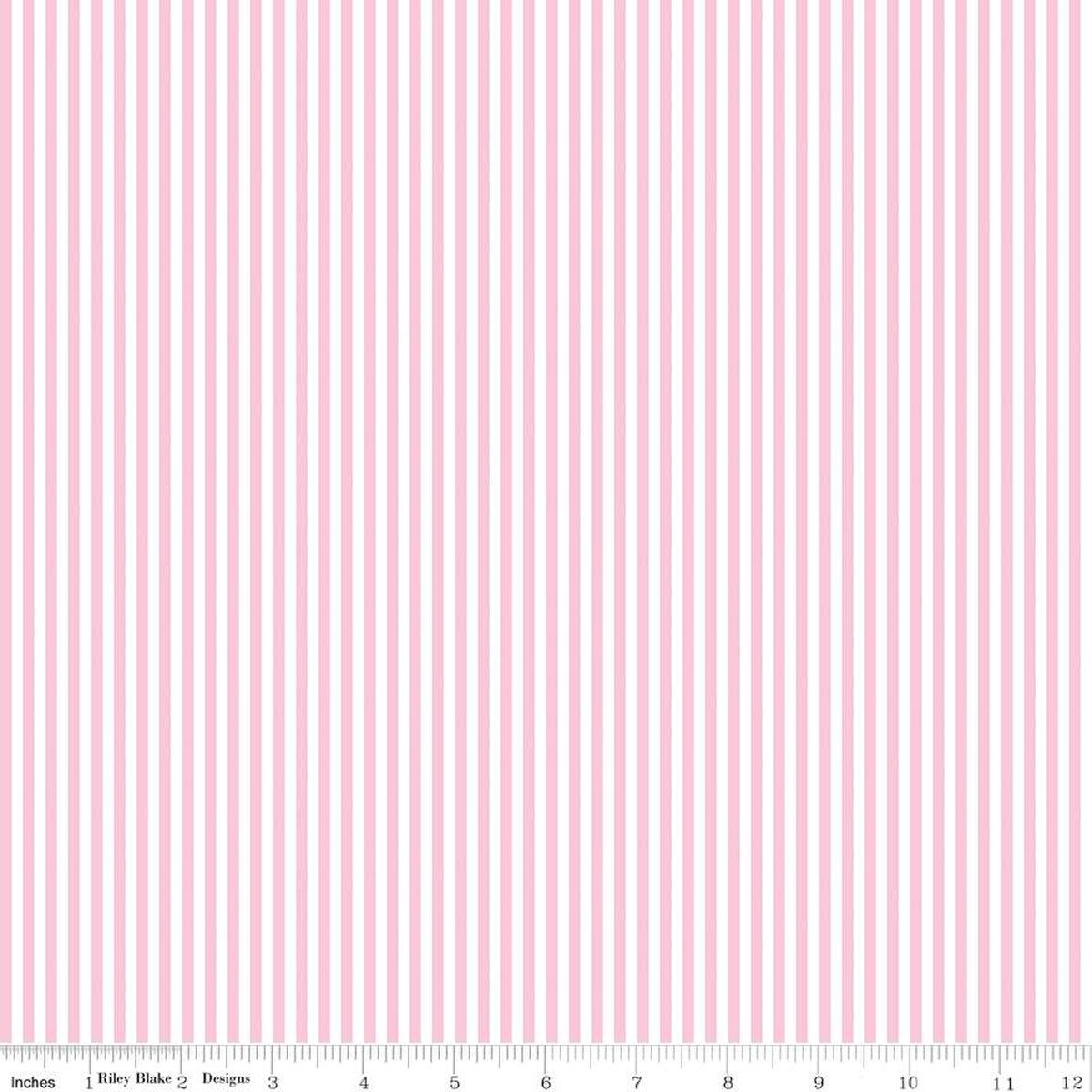 Stripe - 1/8 Inch - Peony & White - pink and white stripes