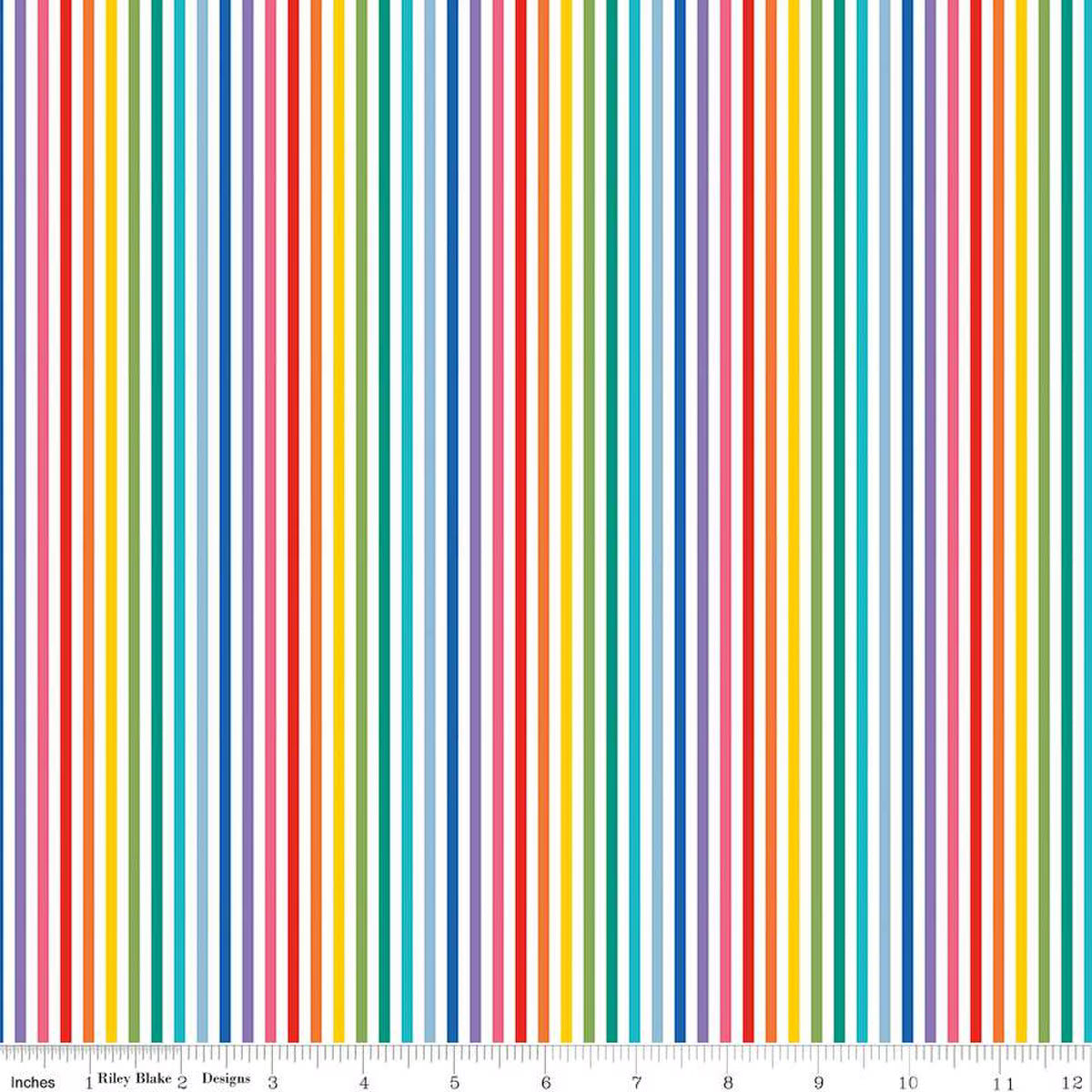 Stripe - 1/8 Inch - Rainbow - multicolored stripes on white