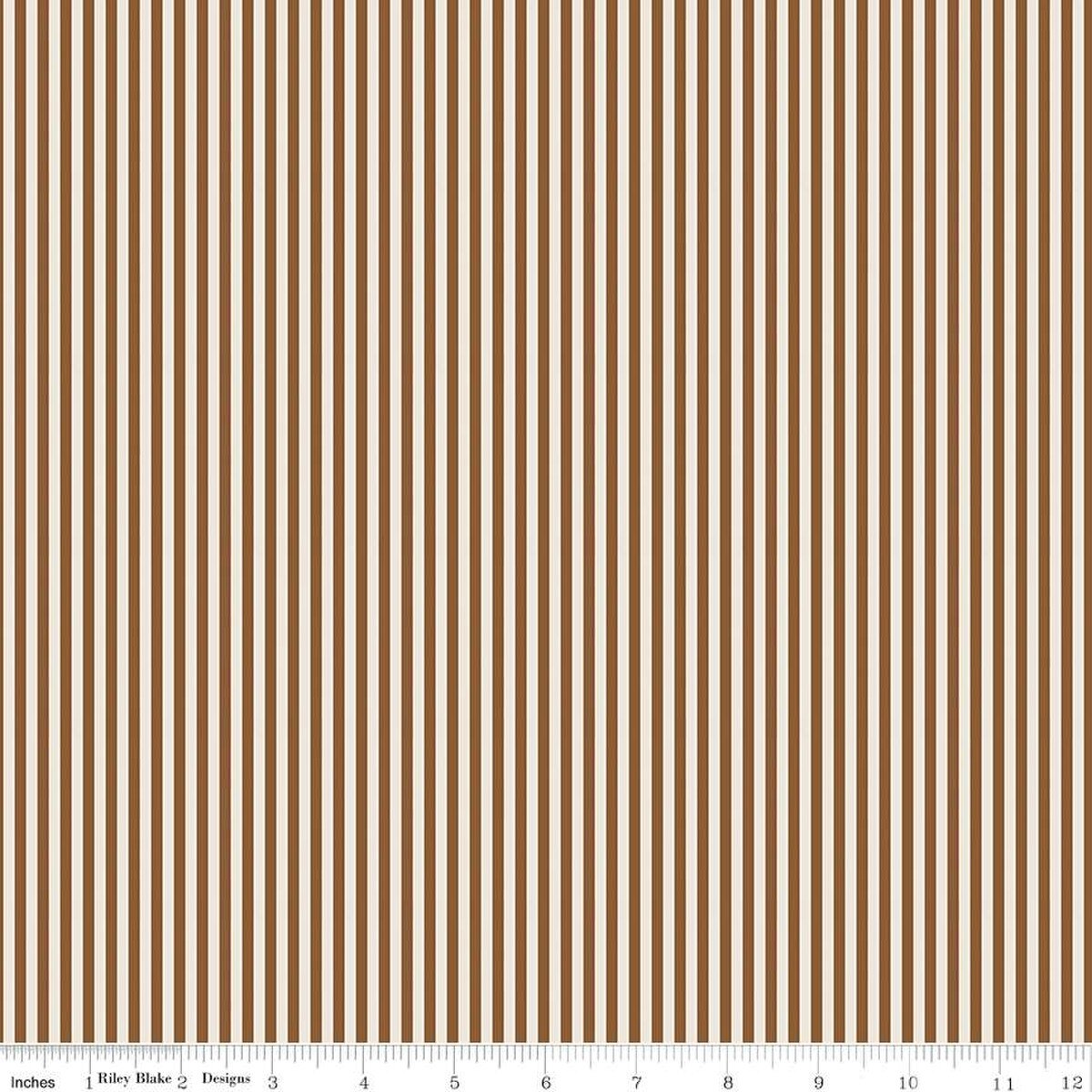 Stripe - 1/8 Inch - Teddy Bearon Ivory - brown and cream stripes