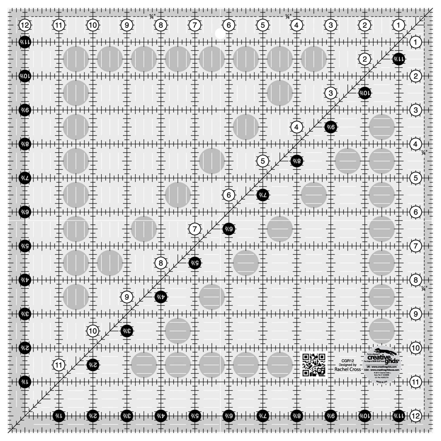 Creative Grids non-slip ruler - 12.5 " x 12.5" CGR12 square ruler