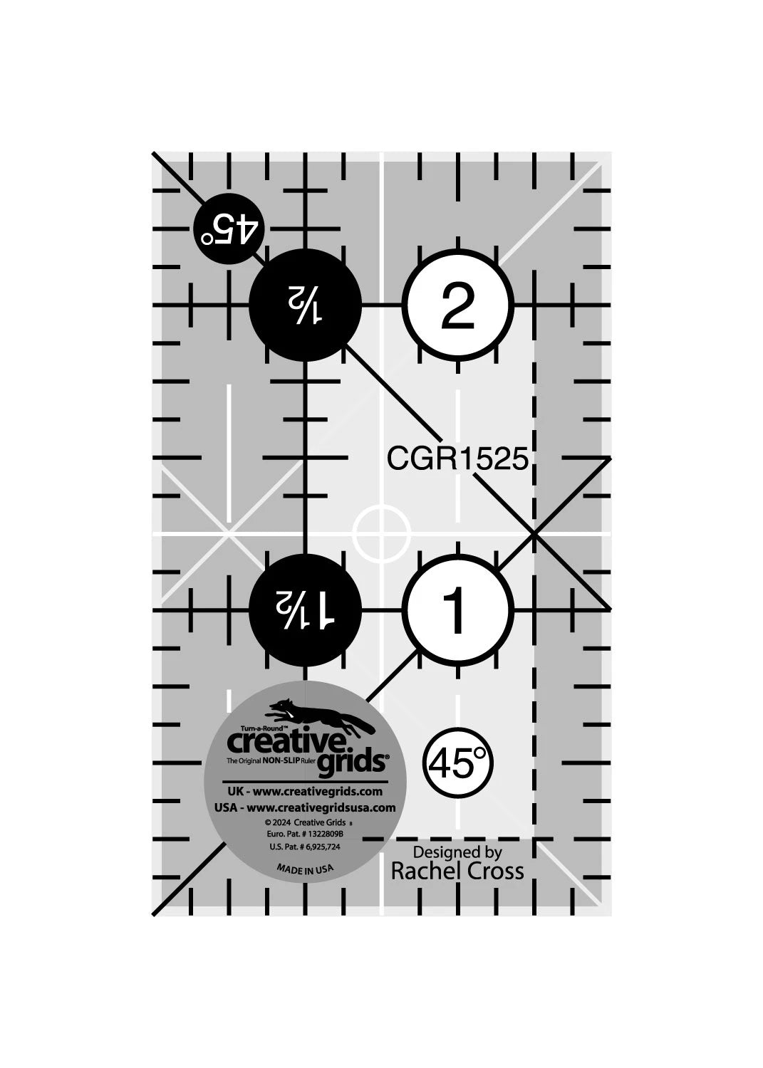 Creative Grids non-slip ruler - 1.5 " x 2.5" - CGR1525