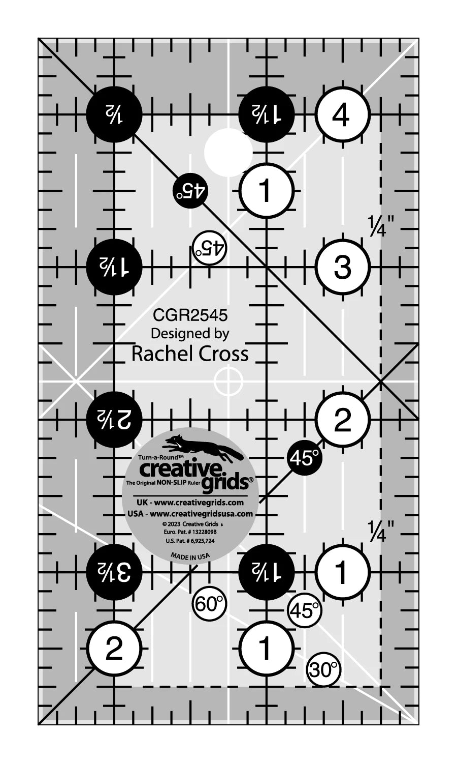 Creative Grids non-slip ruler - 2.5 " x 4.5" -CGR2545
