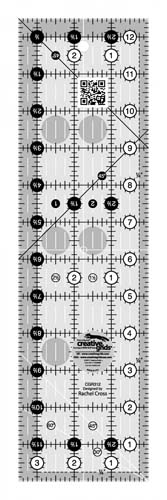 Creative Grids Non-Slip Ruler-3.5 x 12.5 inch, 3 1/2 x 12 1/2"-CGR312