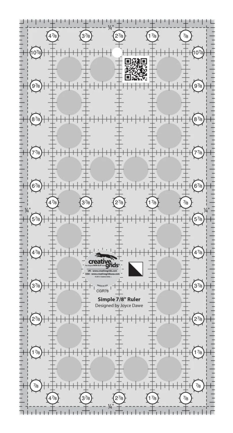 Creative Grids - Simple 7/8 non slip ruler - cuts half square triangles