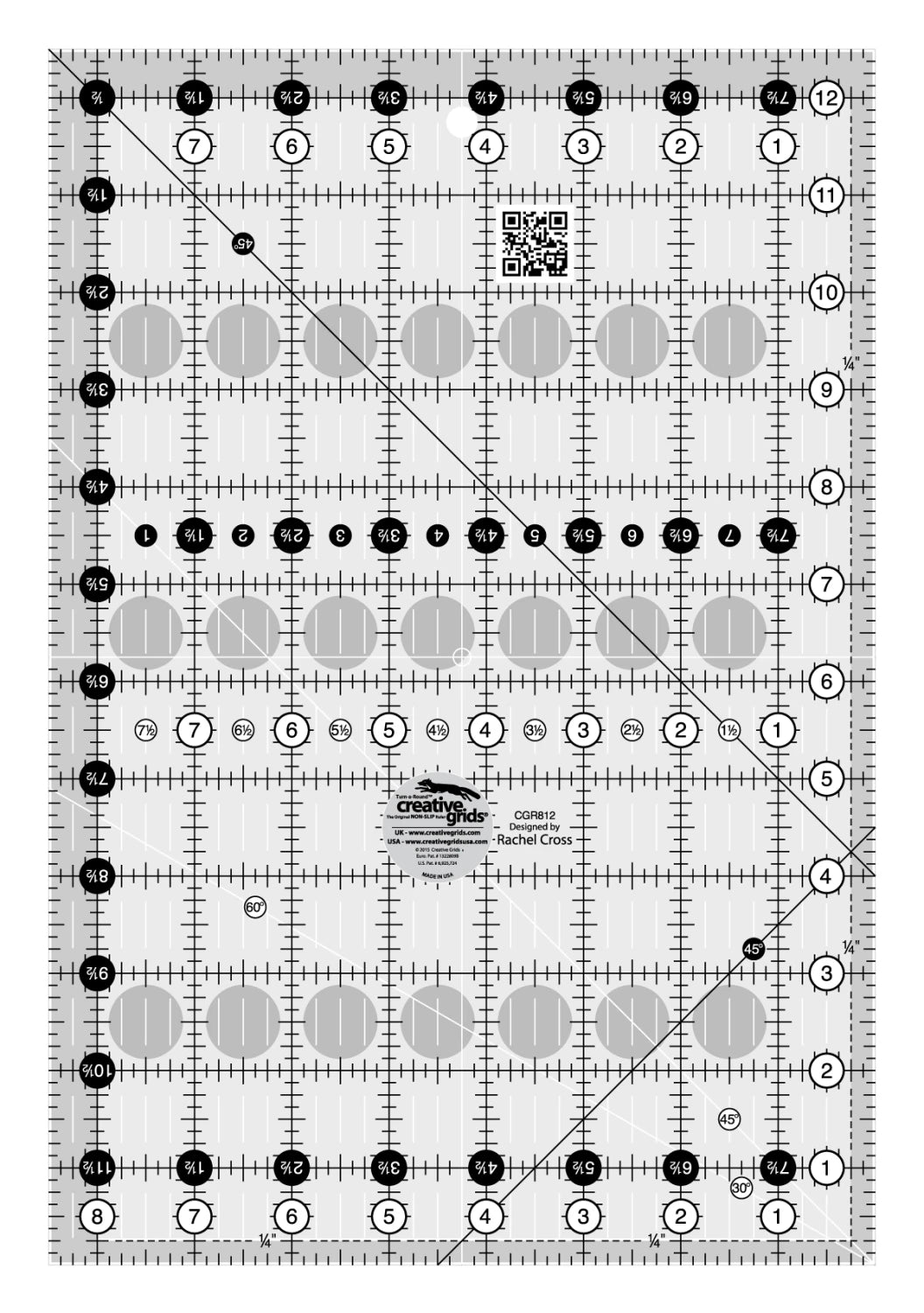 Creative Grids non-slip ruler - 8.5" x 12.5" #CGR812