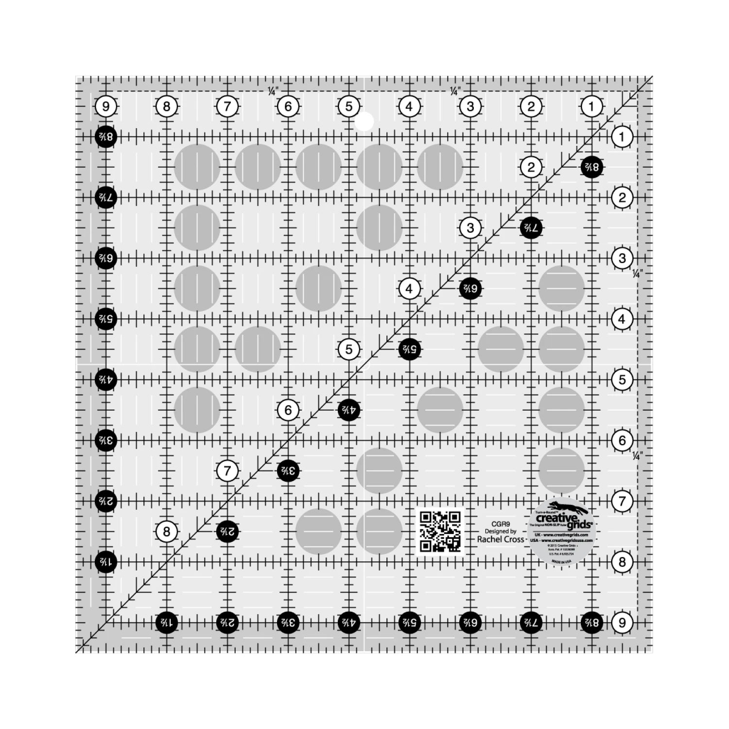 Creative Grids non-slip ruler 9.5" x 9.5" ruler CGR9