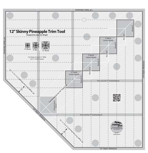 Creative Grids Non-Slip 12"Skinny Pineapple Trim Tool Ruler #CGRJAW12