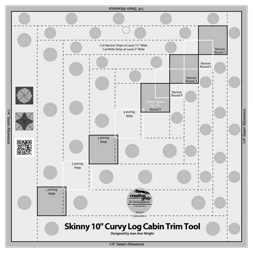 Creative Grids non-slip 10" Curvy Log Cabin Trim Tool Ruler #CGRJAW14