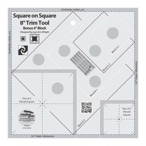 Creative Grids non-slip Square on Square 8" Trim Tool-Create 4" or 8" Square on