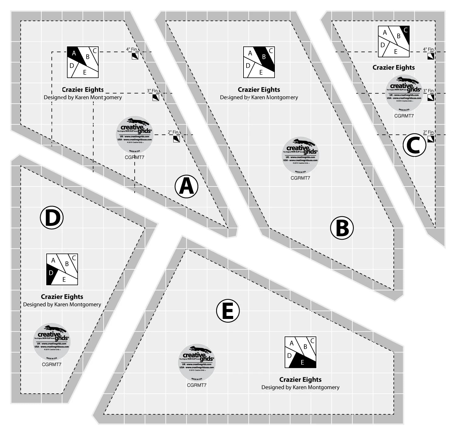 Creative Grids - Non-Slip Crazier Eights Template Set-5 Templates by Karen