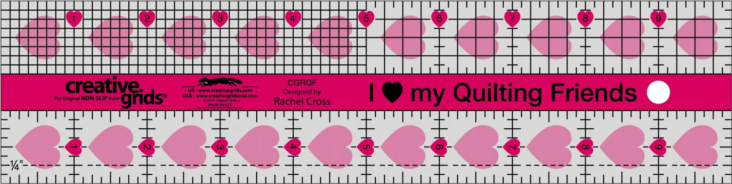 Creative Grids non-slip ruler - Quilting Friends - 2.5" x 10" - CGRQF