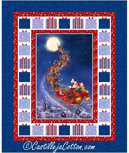 Santa in Flight - 56 x 68 Lap quilt - Castilleja Cotton - CJC54312