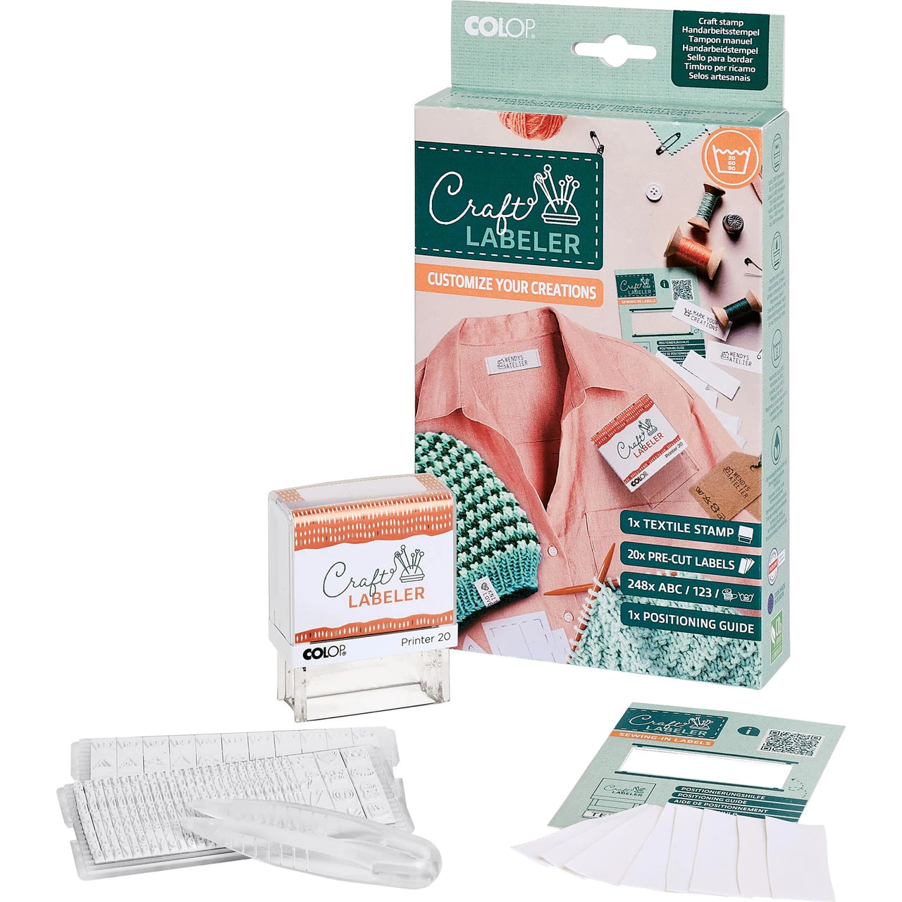 Craft Labeler - textile stamp - customize your creations- black ink with  ABC/123