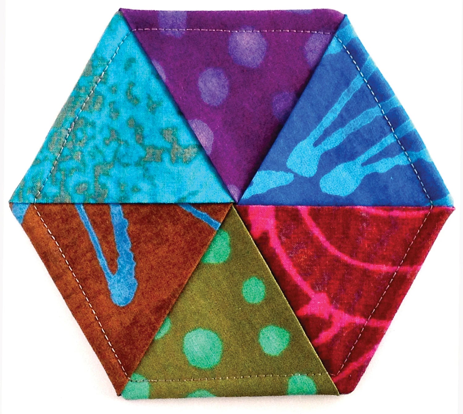 Cut Loose Press - Hexie Twist Coaster Set - 6 coasters 6" across - Julie Creus