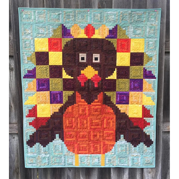 Cut Loose Press - Norbert Turkey, 40x48, uses log cabin rulers from Creative Gri
