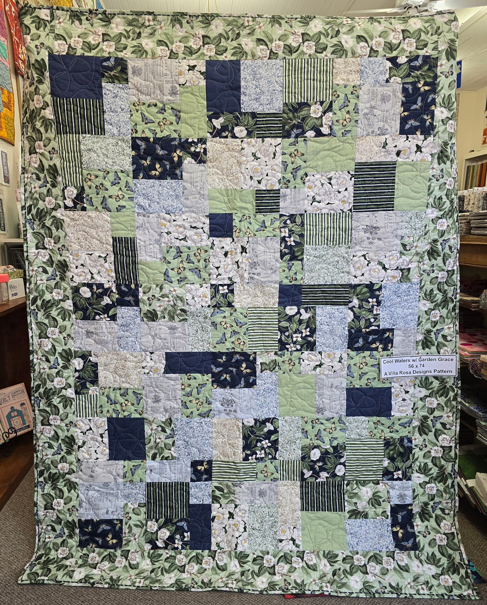 Cool Waters w/ Garden Grace 56 x 74 Stacker Qlt Kit - lncl. Top & bind