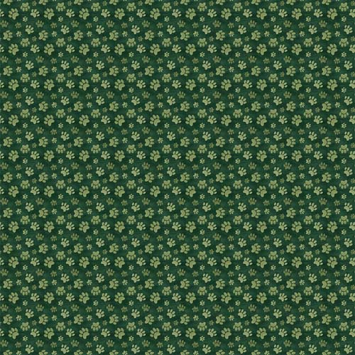 Homebodies - Paw Prints - Forest - light green paw prints on dark green
