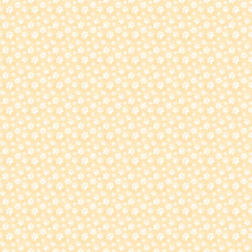 Homebodies - Paw Prints - Light Gold - cream paw prints on yellow