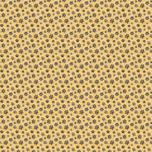Homebodies - Paw Prints - Gold -  dark gray paw prints on gold