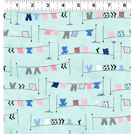 Tiny Print Nation - Light Turquoise-Laundry Hanging-Pinks & Blue Clothes