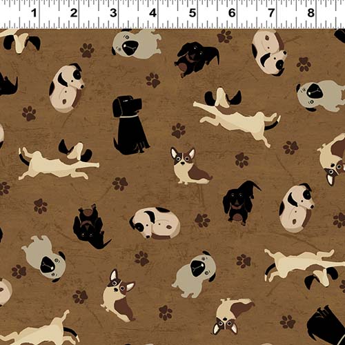 A Dog's Life - Tossed Dogs - Light Brown - black/cream dogs tossed on brow