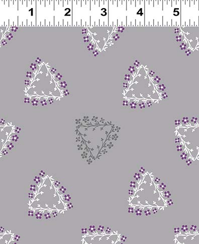 Purple Reign - Triangle Wreaths - Light Pewter -  vines/flowers on gray