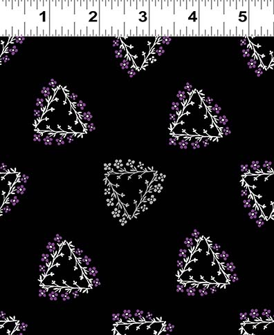 Purple Reign - Triangle Wreaths - Black - vines/flowers on black