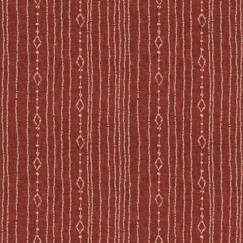 Delilah - Woven - Brick -cream broken stripes & diamonds on brick red