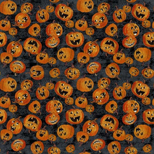 All Hallows Eve - Jack-O-Lanterns - Black - tossed Jack o lanterns on black