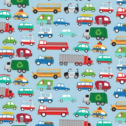 Beep Beep! - Traffic Jam - Light Sky - cars & trucks on light blue