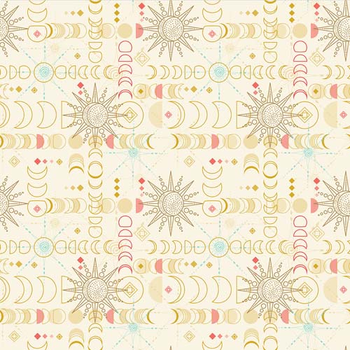Mystical Sunshine - Equinox - Cream - Suns & moons on cream