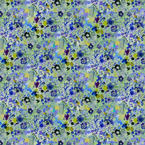 Blue Meadow - Garden Delight - Light Green - small floral on green