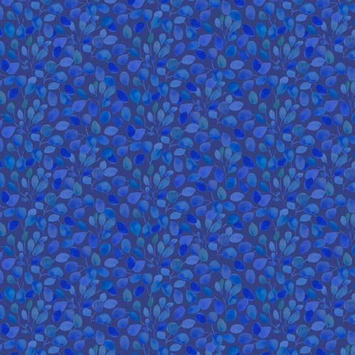 Blue Meadow - Leaves - Dark Royal Blue - blue leaves on blue