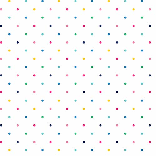 Emily - Dot - Multi - multicolored dots on white -